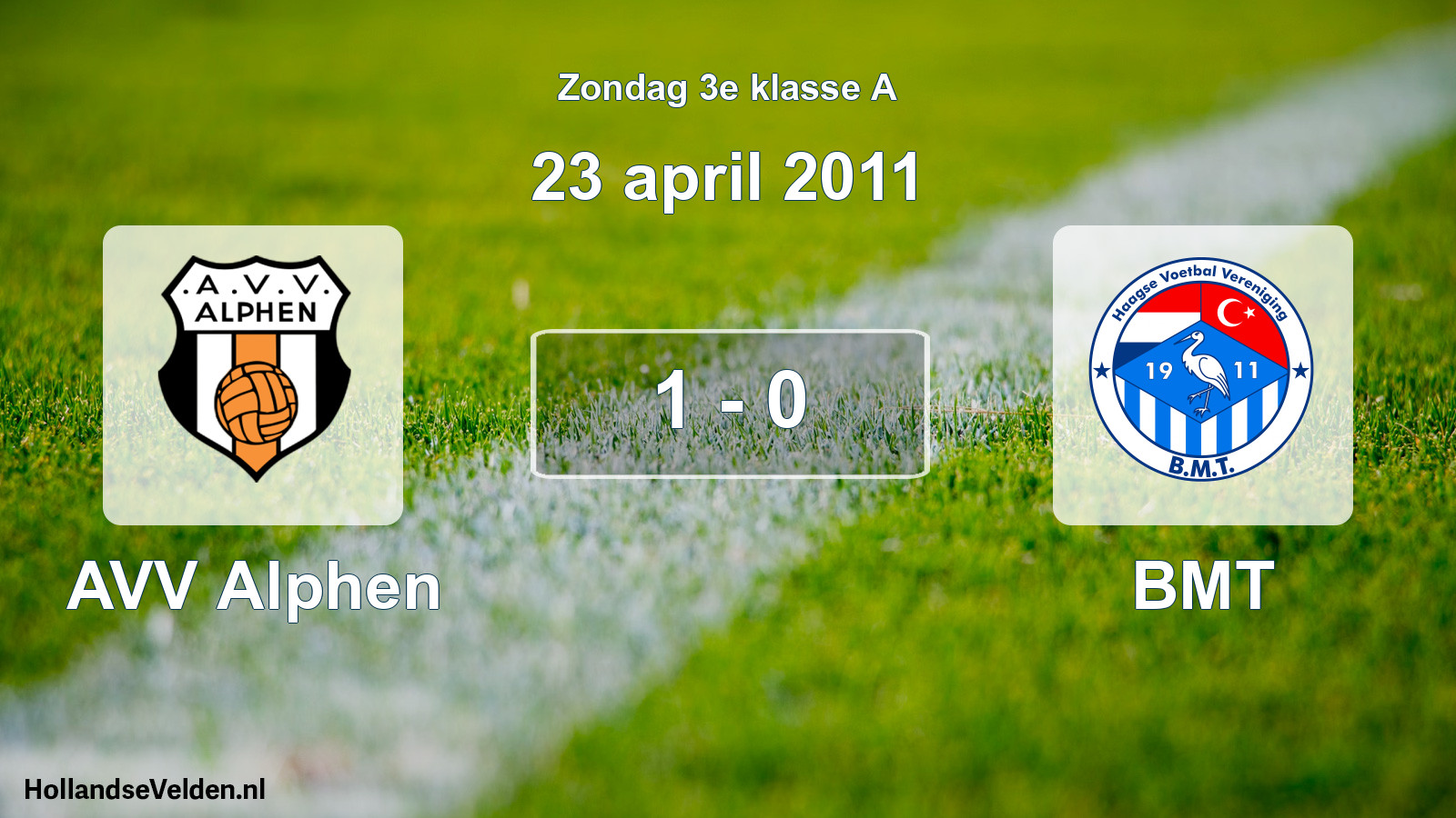 Total number of matches played: AVV Alphen - BMT 1 - 0 (23 April 2011)