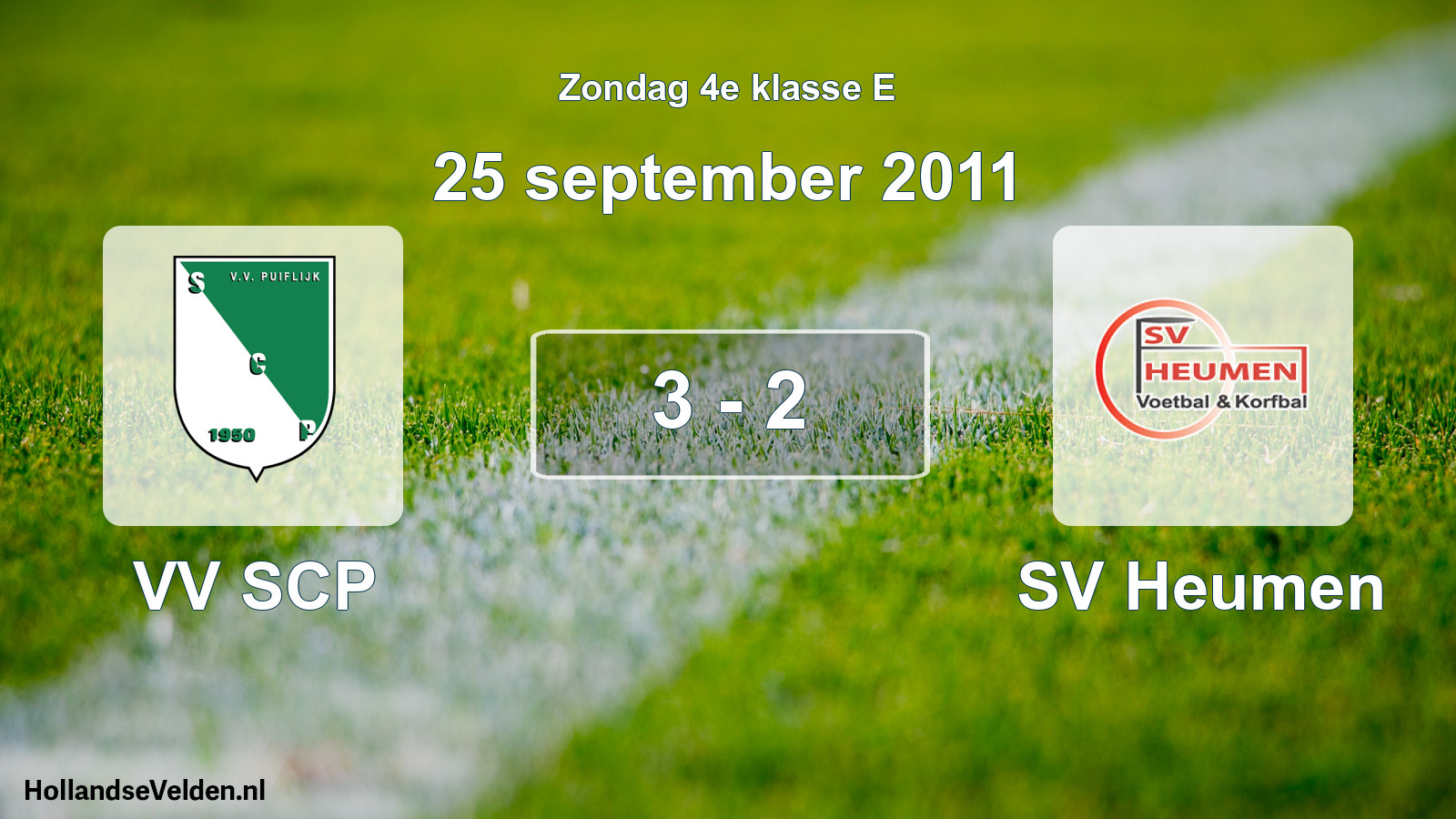 Total number of matches played: VV SCP - SV Heumen 3 - 2 (25 September 2011)