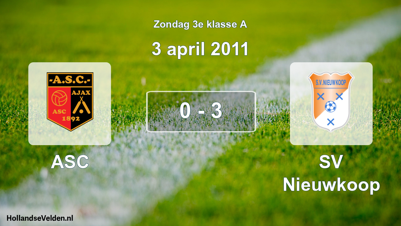 Total number of matches played: ASC - SV Nieuwkoop 0 - 3 (3 April 2011)