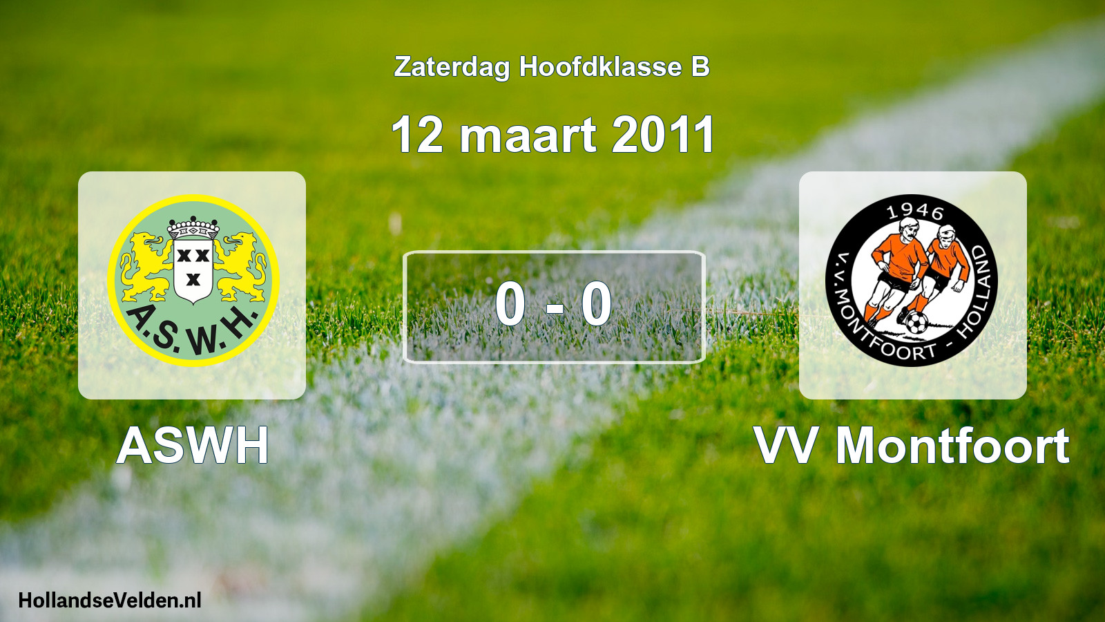 Total number of matches played: ASWH - VV Montfoort 0 - 0 (12 March 2011)
