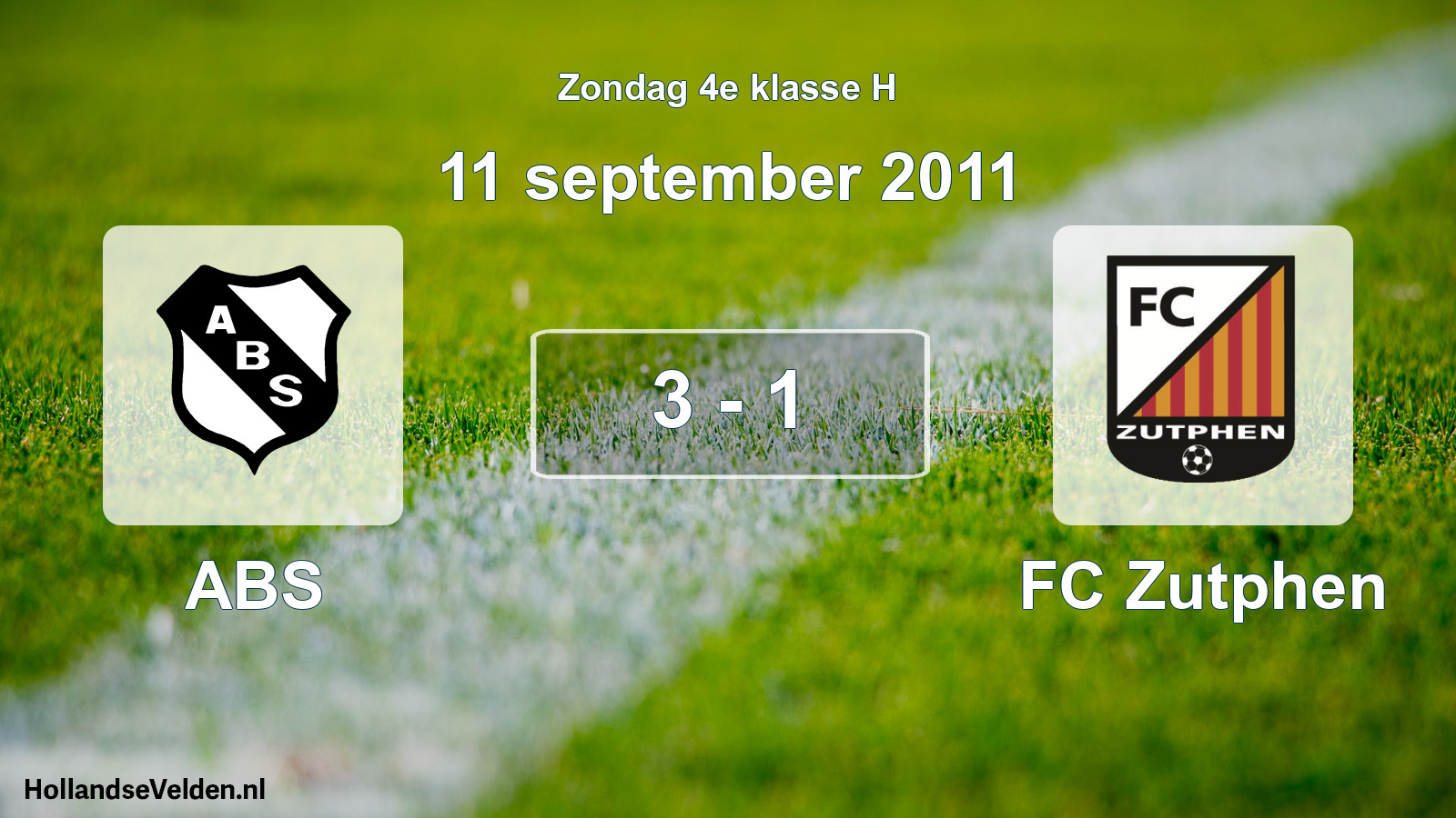 Total number of matches played: ABS - FC Zutphen 3 - 1 (11 September 2011)