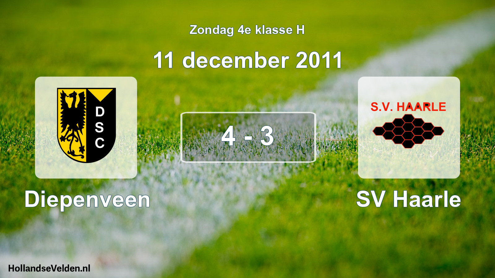 Total number of matches played: Diepenveen - SV Haarle 4 - 3 (11 December 2011)