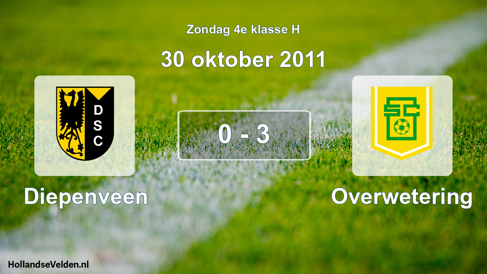 Total number of matches played: Diepenveen - Overwetering 0 - 3 (30 October 2011)