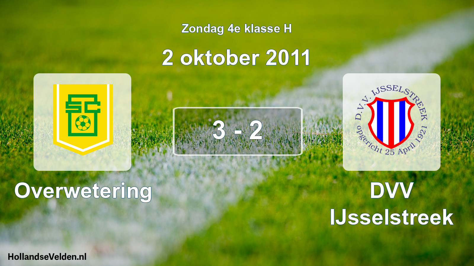 Total number of matches played: Overwetering - DVV IJsselstreek 3 - 2 (2 October 2011)