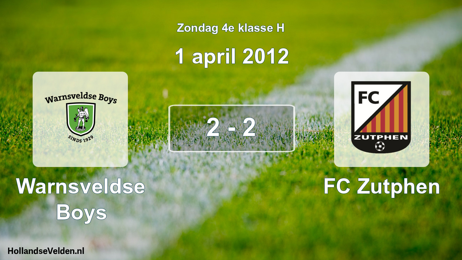 Total number of matches played: Warnsveldse Boys - FC Zutphen 2 - 2 (1 April 2012)