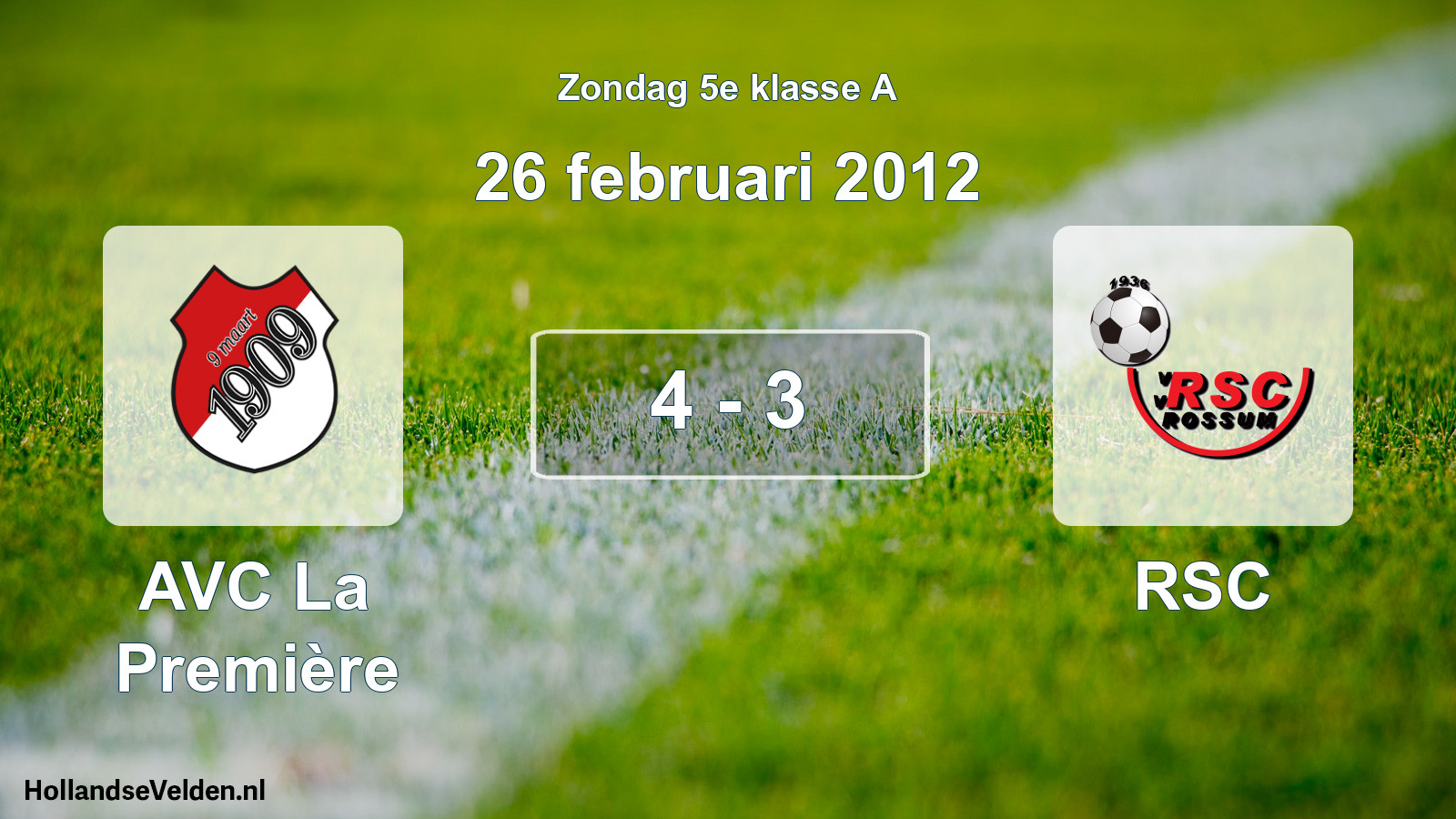 Total number of matches played: AVC La Première - RSC 4 - 3 (26 February 2012)