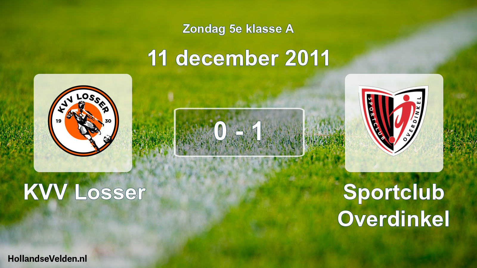 Total number of matches played: KVV Losser - Sportclub Overdinkel 0 - 1 (11 December 2011)