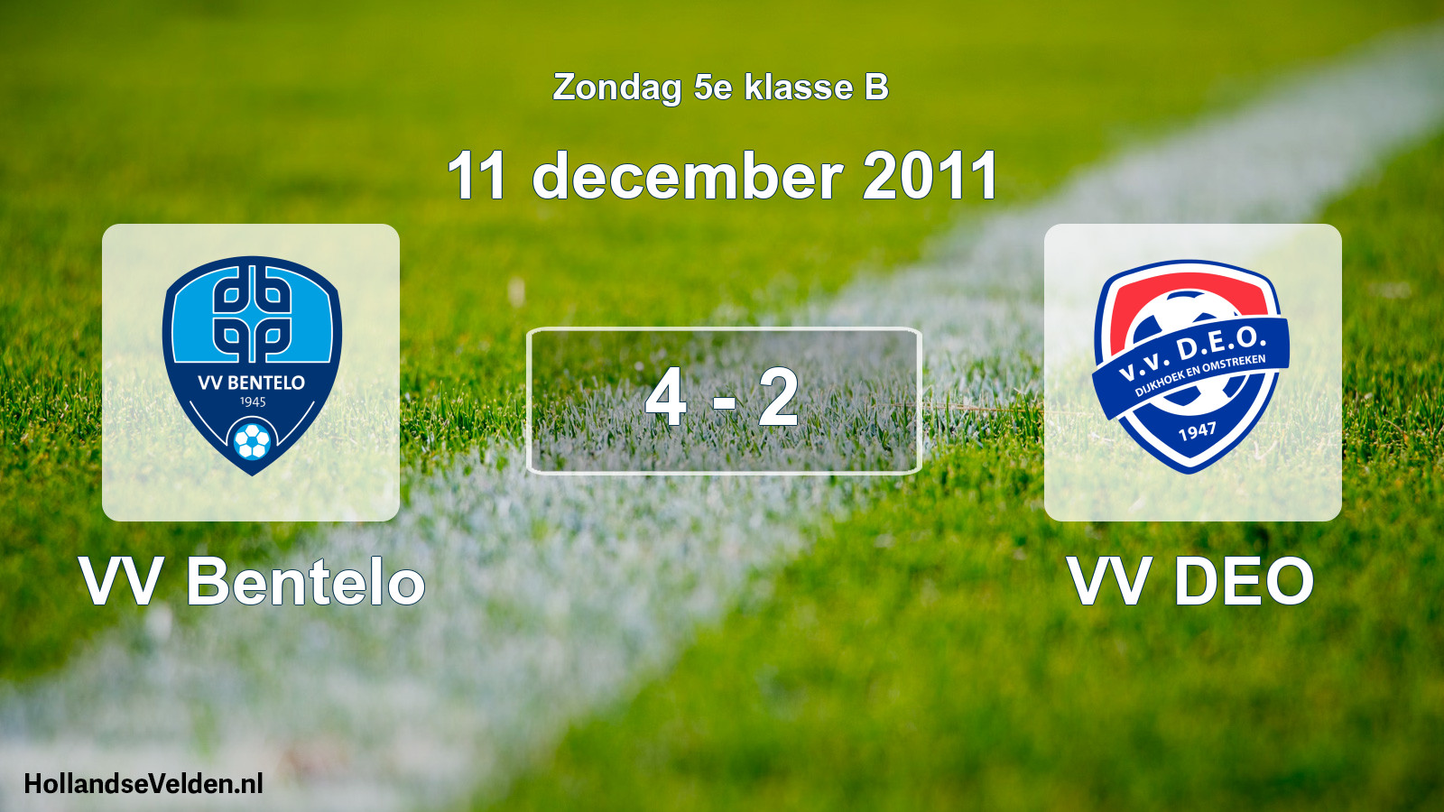 Total number of matches played: VV Bentelo - VV DEO 4 - 2 (11 December 2011)