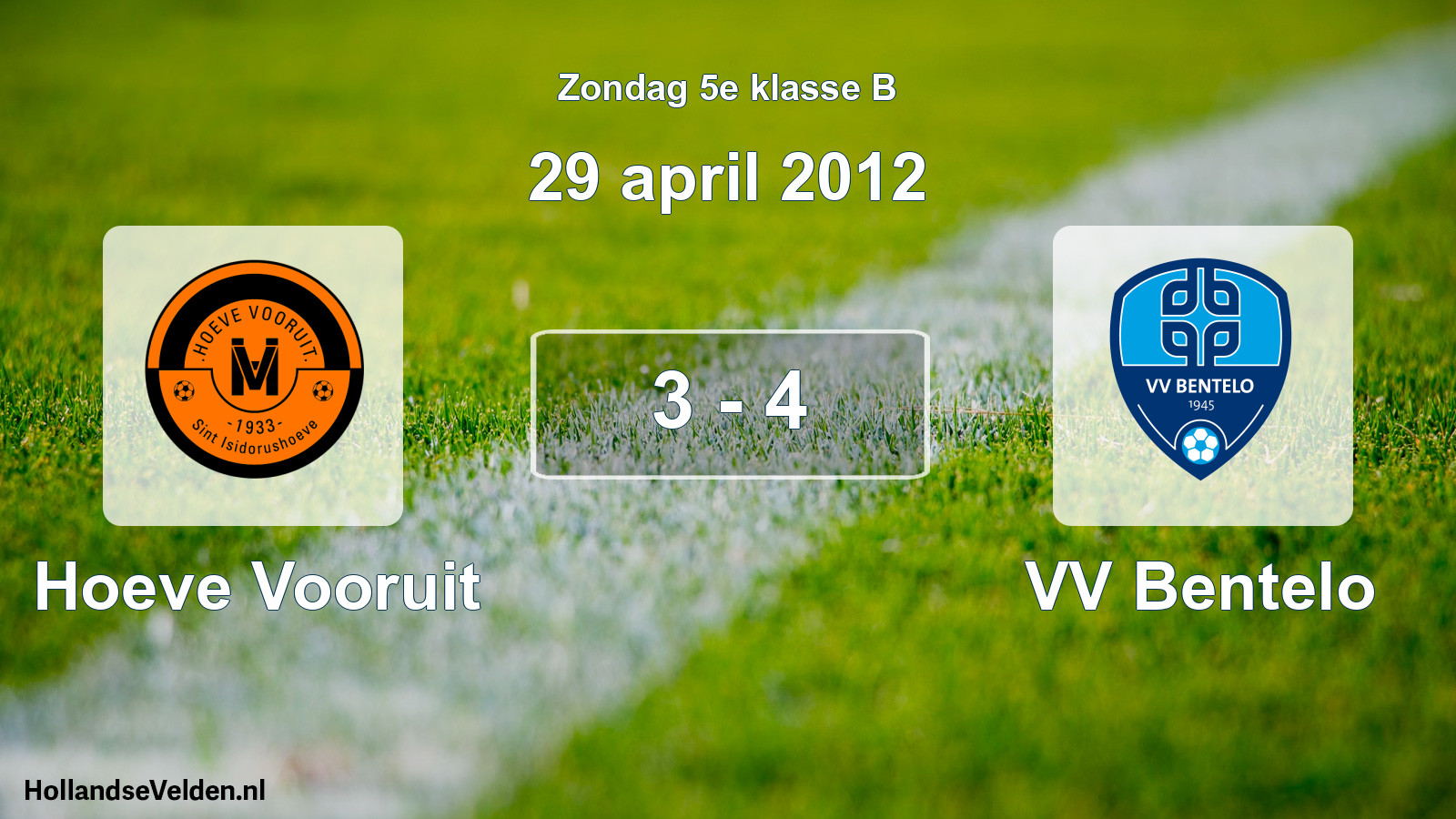 Total number of matches played: Hoeve Vooruit - VV Bentelo 3 - 4 (29 April 2012)