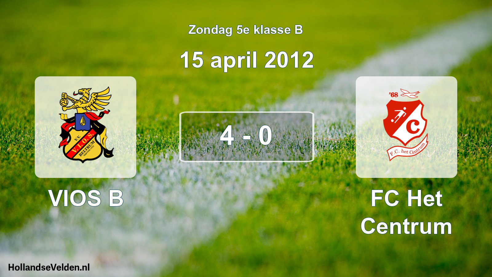 Total number of matches played: VIOS B - FC Het Centrum 4 - 0 (15 April 2012)