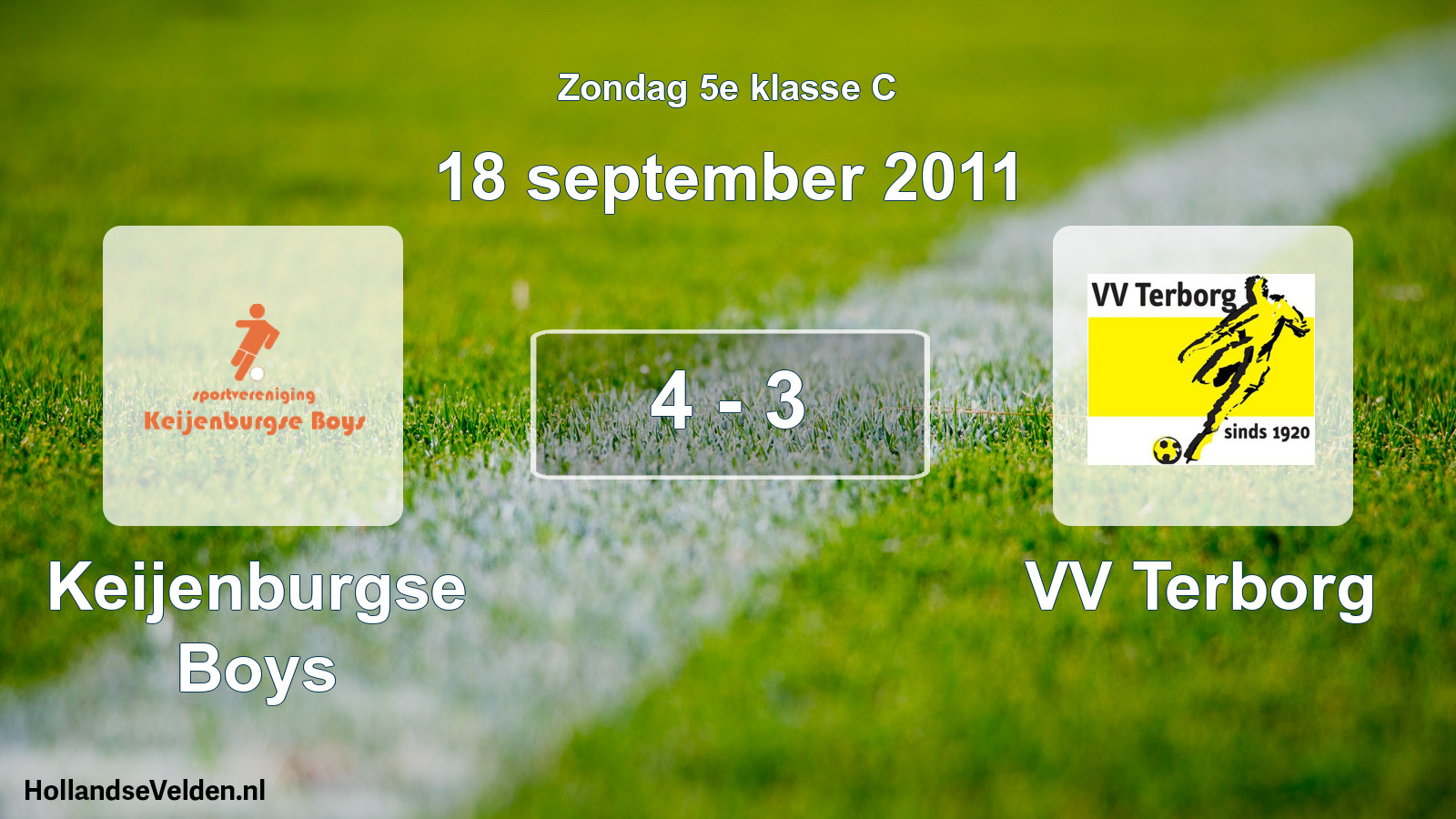 Total number of matches played: Keijenburgse Boys - VV Terborg 4 - 3 (18 September 2011)