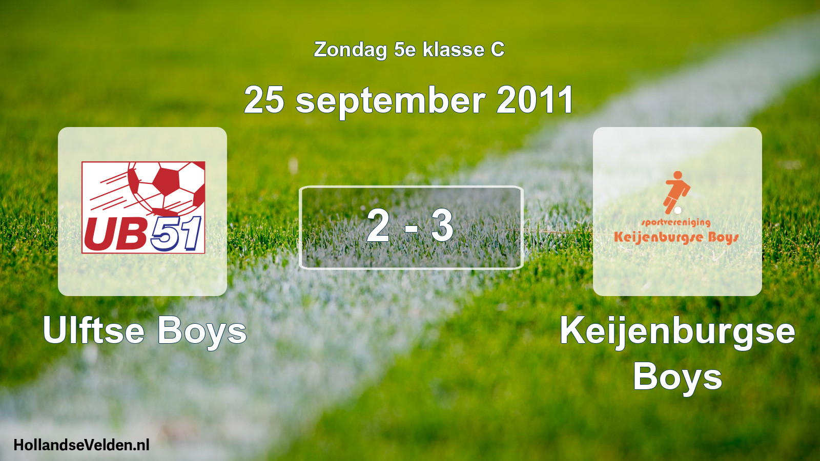 Total number of matches played: Ulftse Boys - Keijenburgse Boys 2 - 3 (25 September 2011)