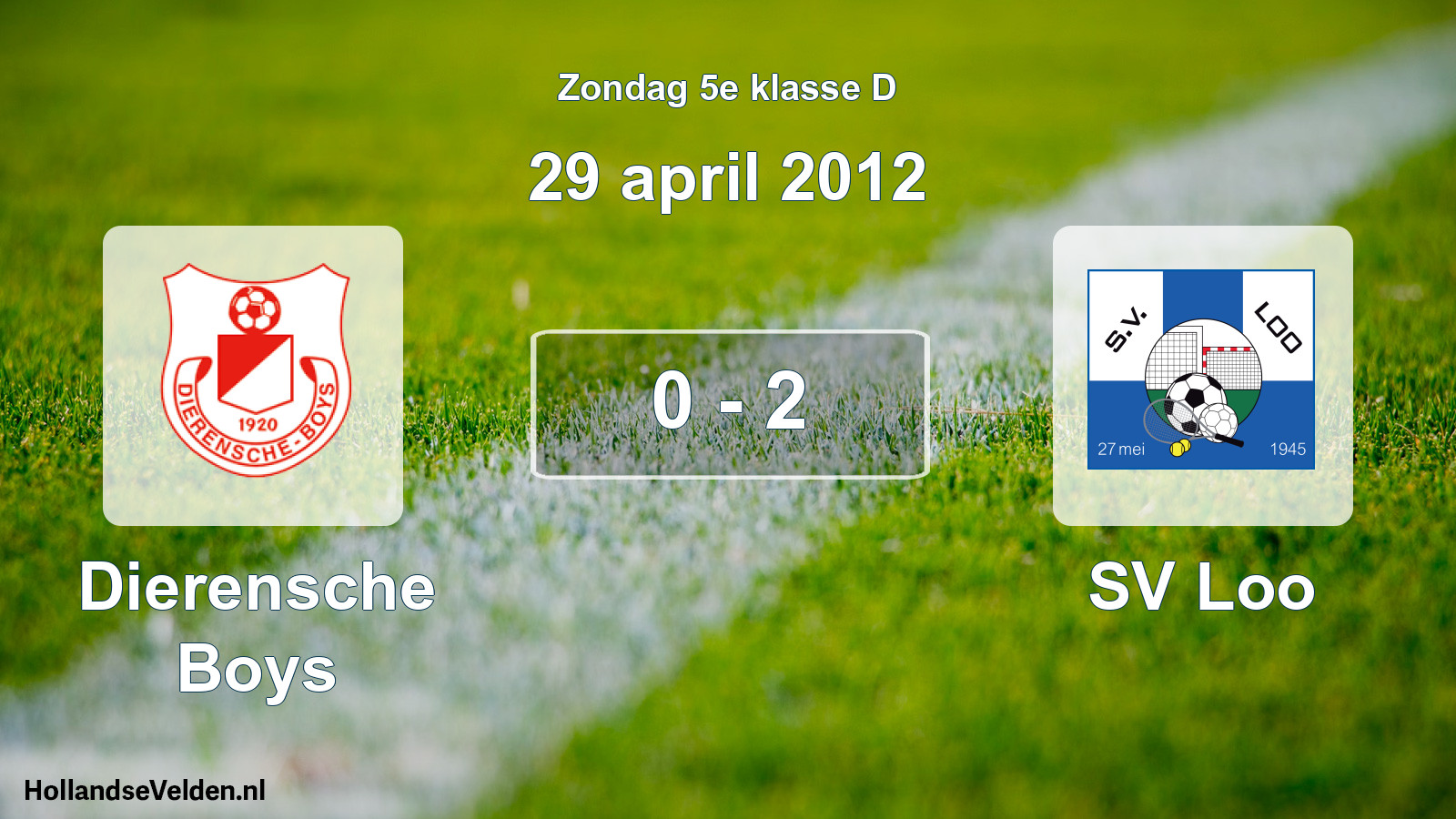 Total number of matches played: Dierensche Boys - SV Loo 0 - 2 (29 April 2012)