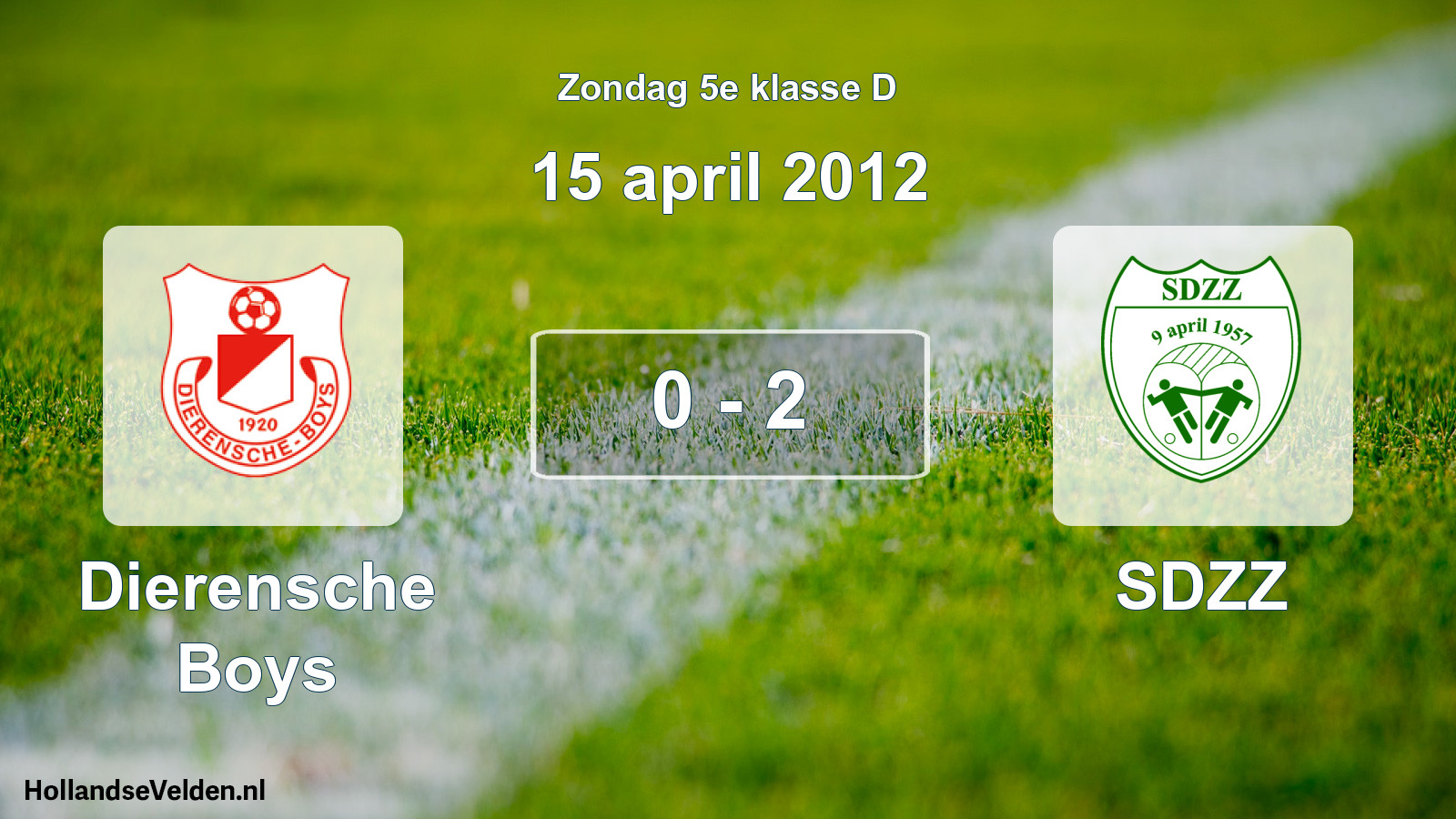 Total number of matches played: Dierensche Boys - SDZZ 0 - 2 (15 April 2012)
