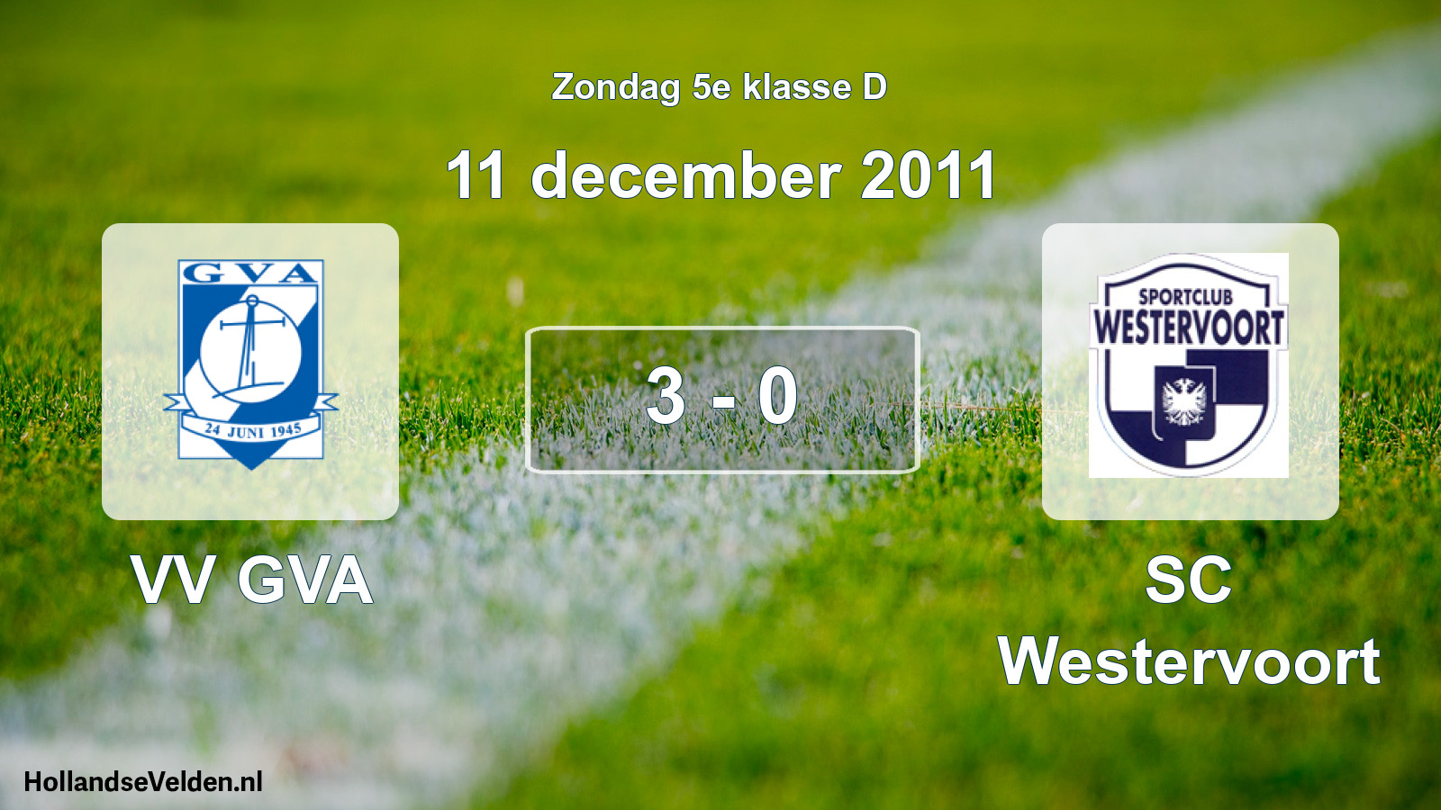 Total number of matches played: VV GVA - SC Westervoort 3 - 0 (11 December 2011)