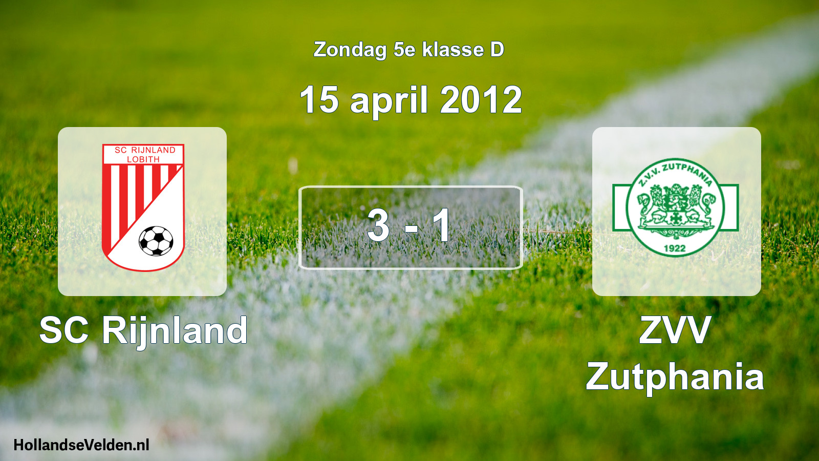 Total number of matches played: SC Rijnland - Zutphania 3 - 1 (15 April 2012)