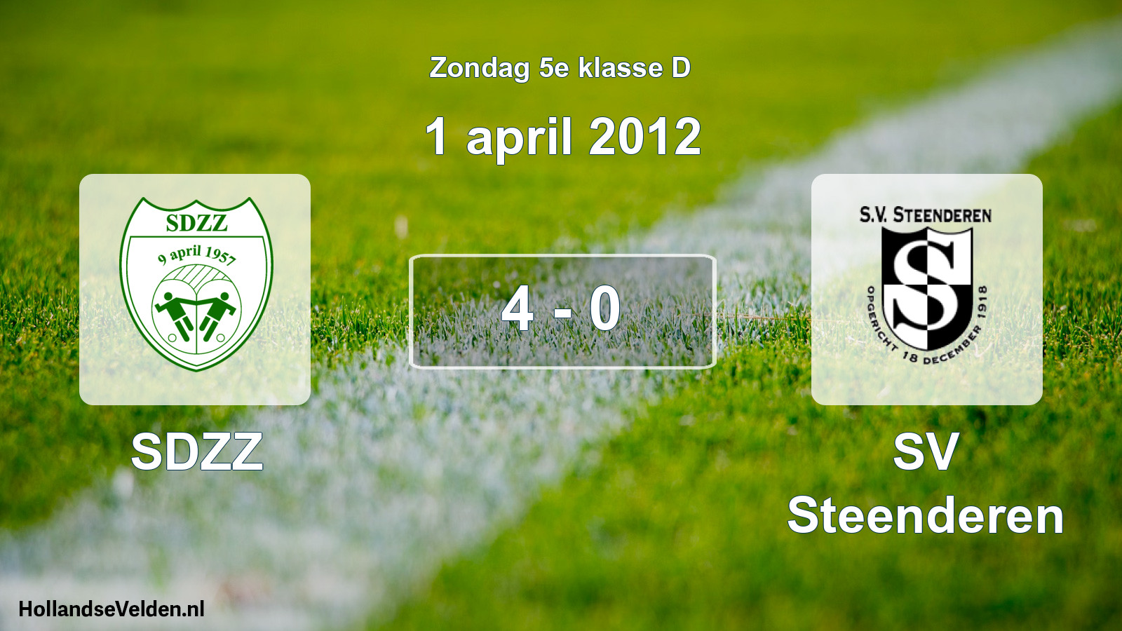 Total number of matches played: SDZZ - SV Steenderen 4 - 0 (1 April 2012)