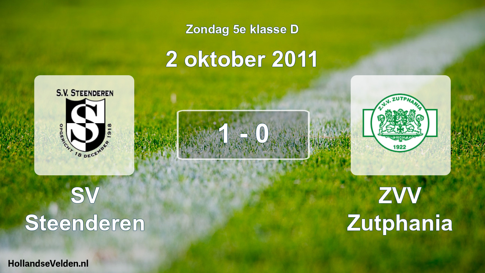 Total number of matches played: SV Steenderen - Zutphania 1 - 0 (2 October 2011)