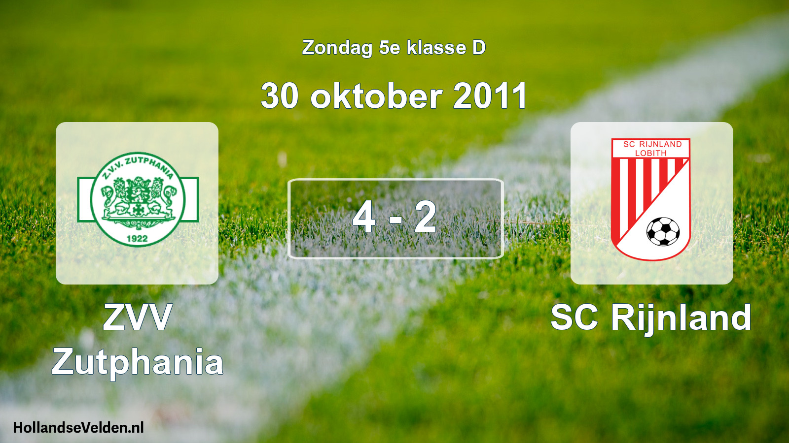 Total number of matches played: Zutphania - SC Rijnland 4 - 2 (30 October 2011)
