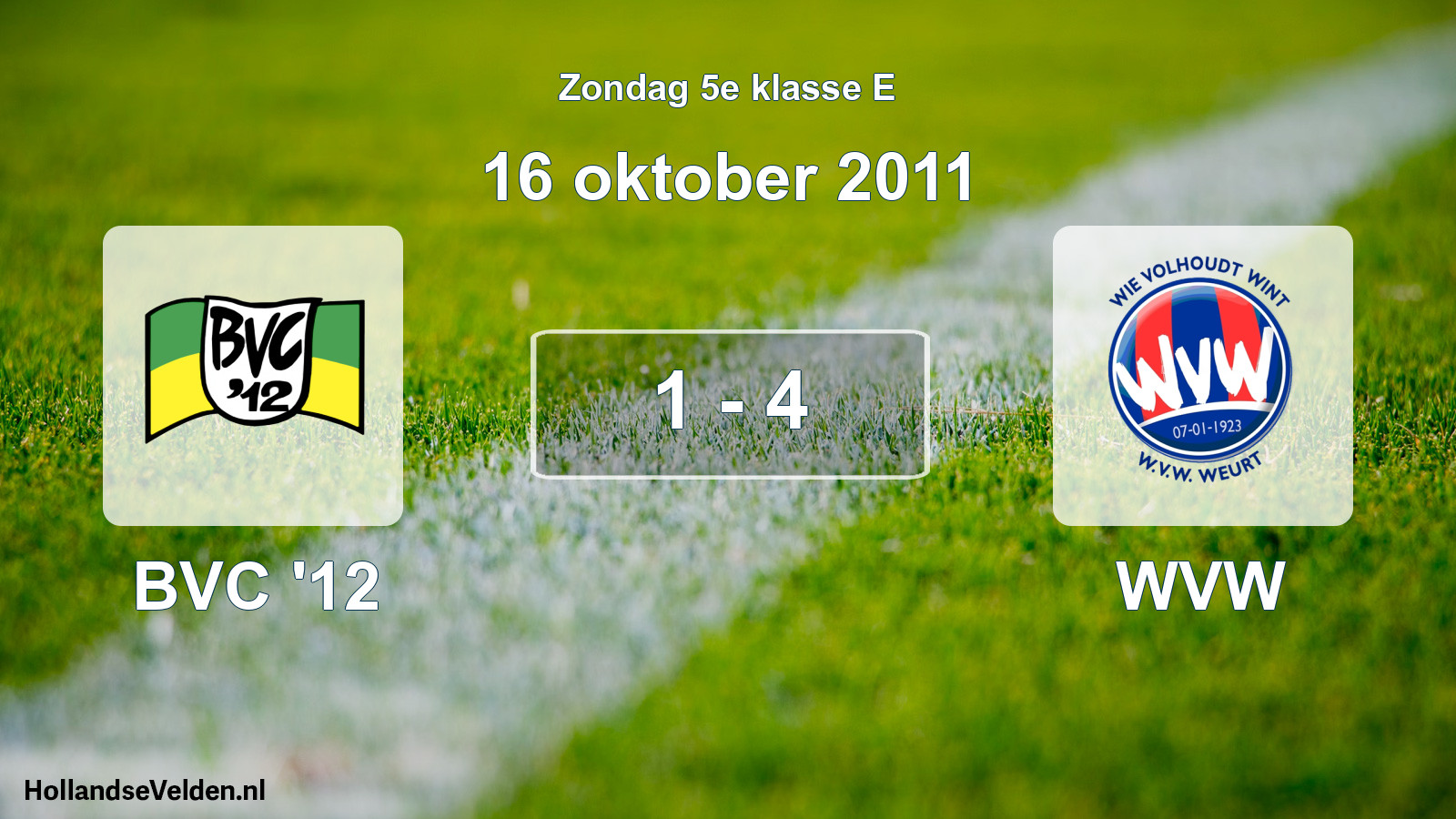 Total number of matches played: BVC '12 - WVW 1 - 4 (16 October 2011)