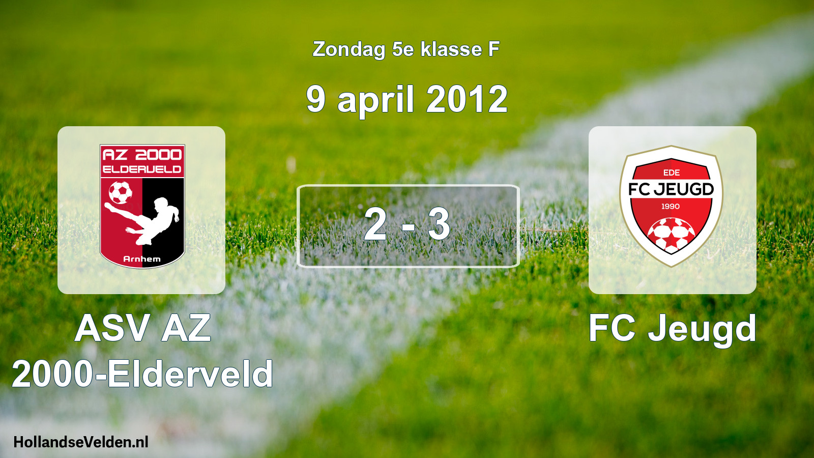 Total number of matches played: ASV AZ 2000-Elderveld - FC Jeugd 2 - 3 (9 April 2012)