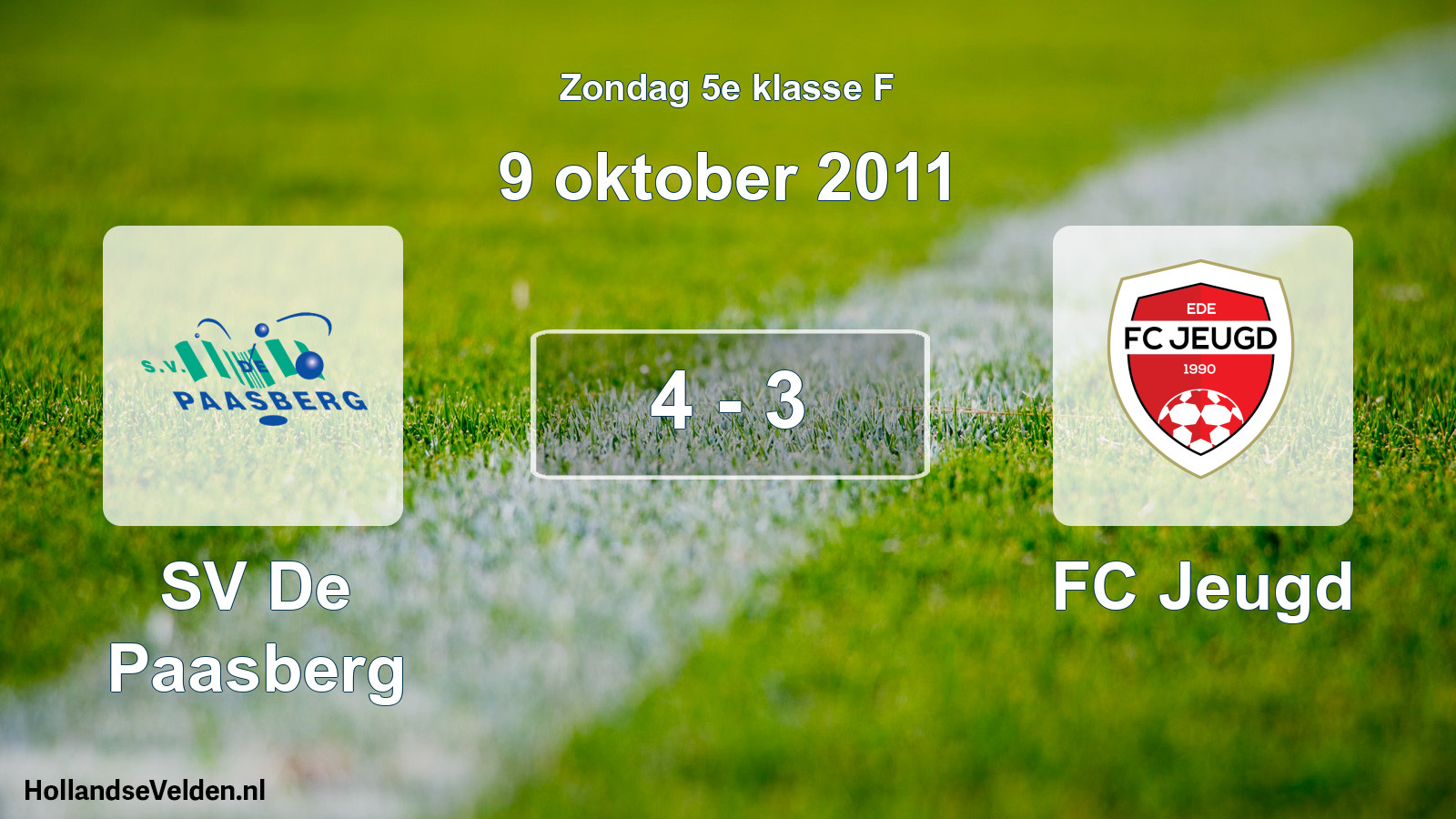Total number of matches played: SV De Paasberg - FC Jeugd 4 - 3 (9 October 2011)