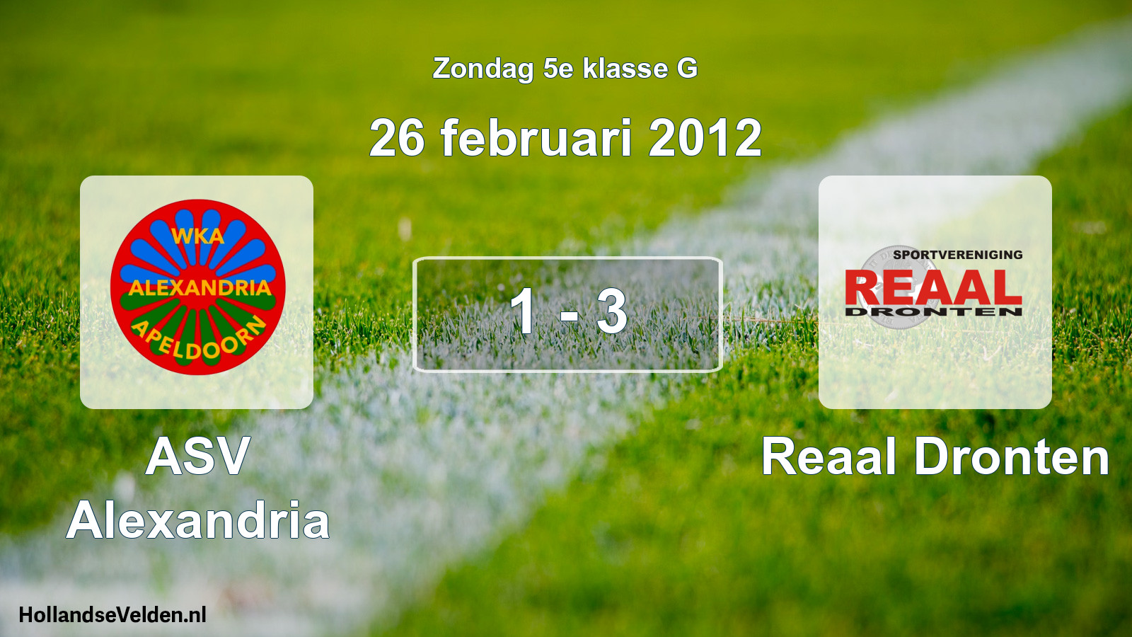 Total number of matches played: ASV Alexandria - Reaal Dronten 1 - 3 (26 February 2012)