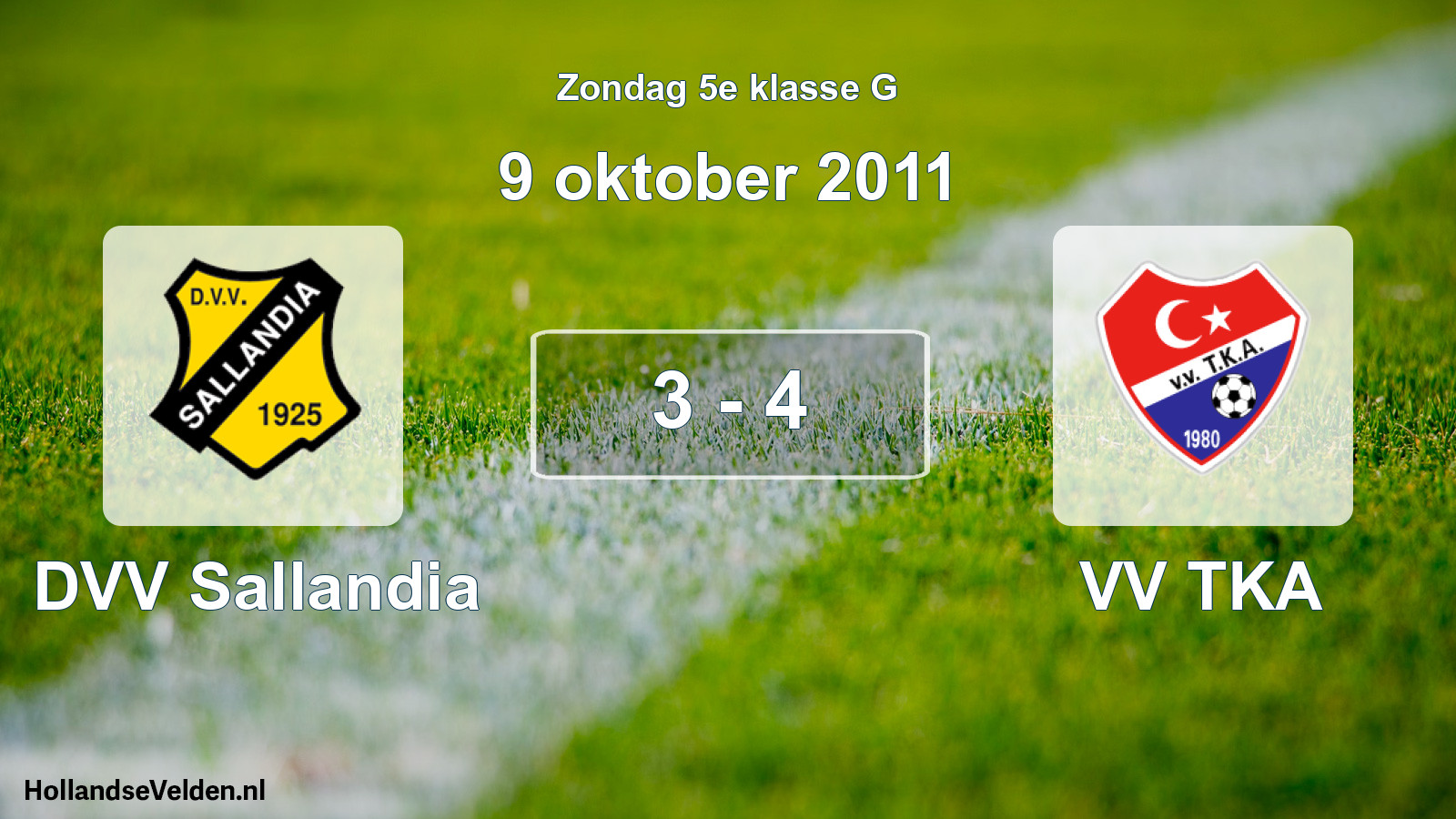 Total number of matches played: DVV Sallandia - VV TKA 3 - 4 (9 October 2011)
