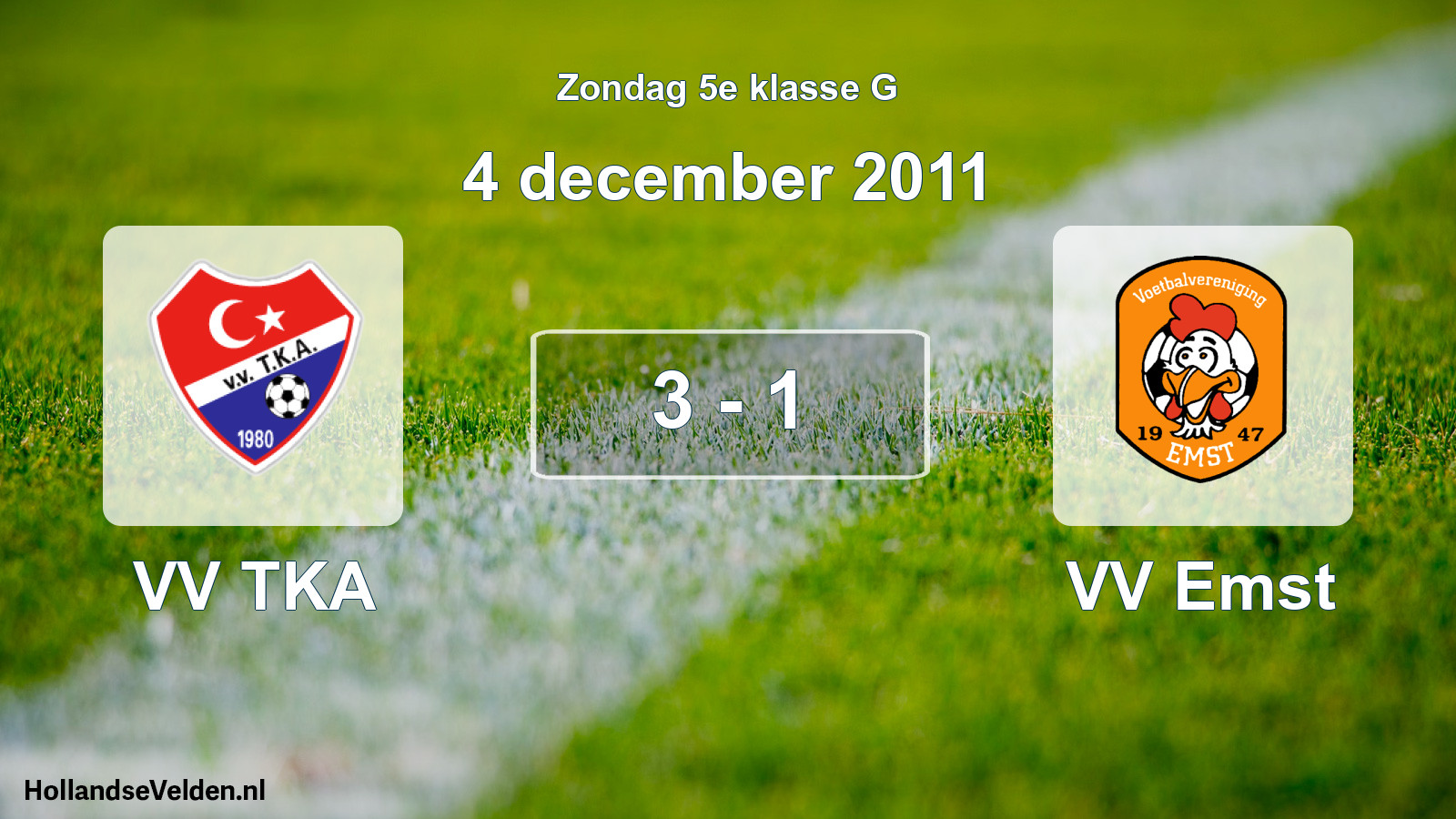 Total number of matches played: VV TKA - VV Emst 3 - 1 (4 December 2011)