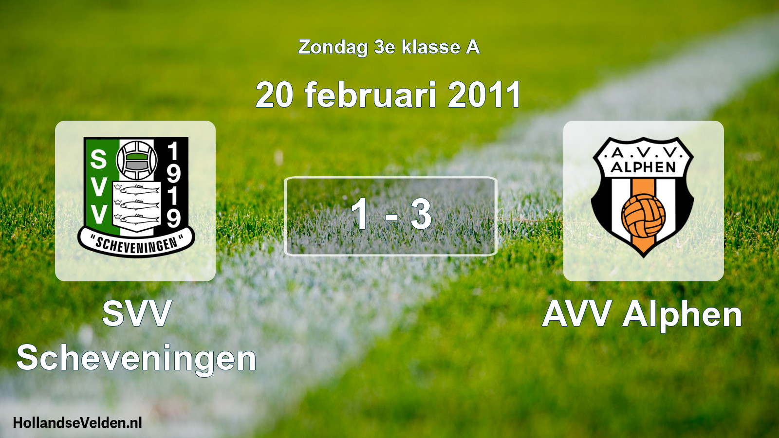 Gespeelde wedstrijd: SVV Scheveningen - AVV Alphen 1 - 3 (20 februari 2011)