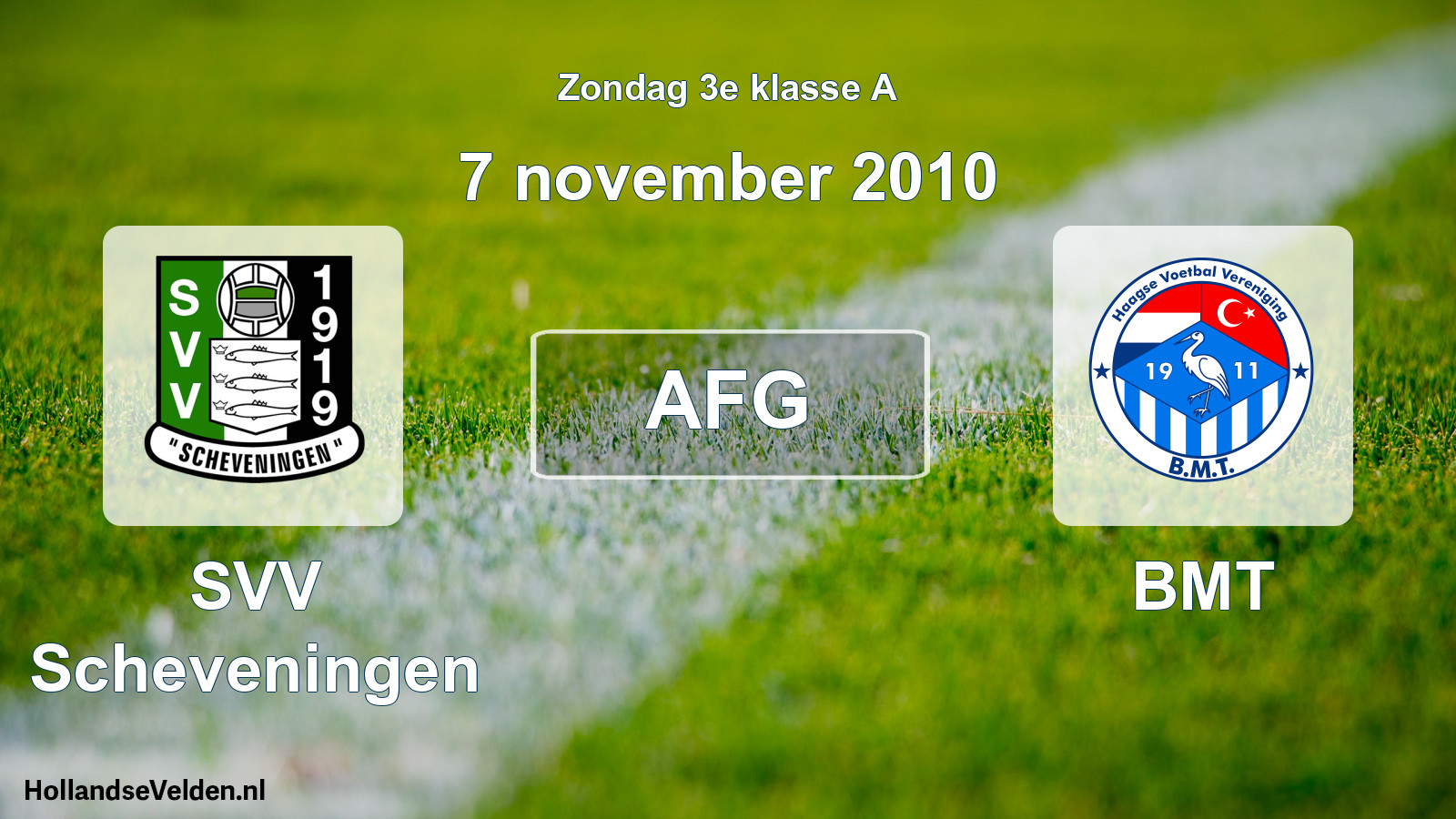 Geplande wedstrijd: SVV Scheveningen - BMT (7 november 2010)