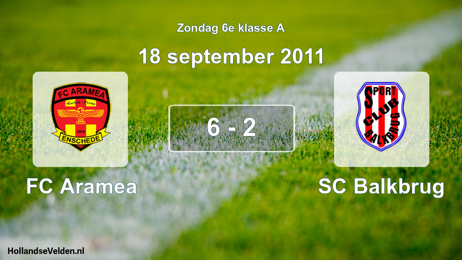 Total number of matches played: FC Aramea - SC Balkbrug 6 - 2 (18 September 2011)