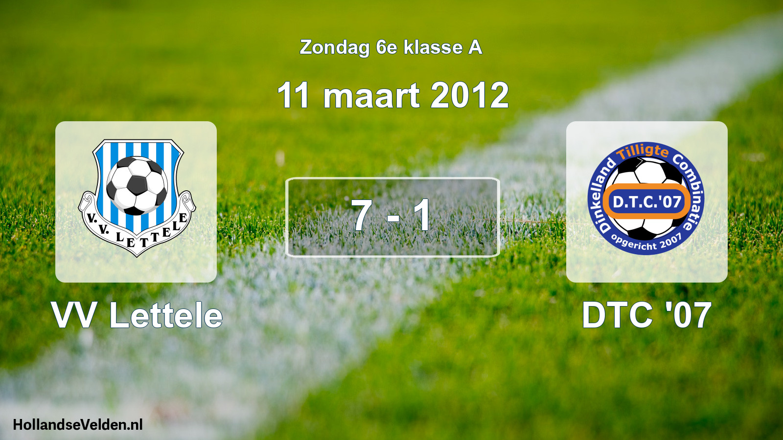 Total number of matches played: VV Lettele - DTC '07 7 - 1 (11 March 2012)