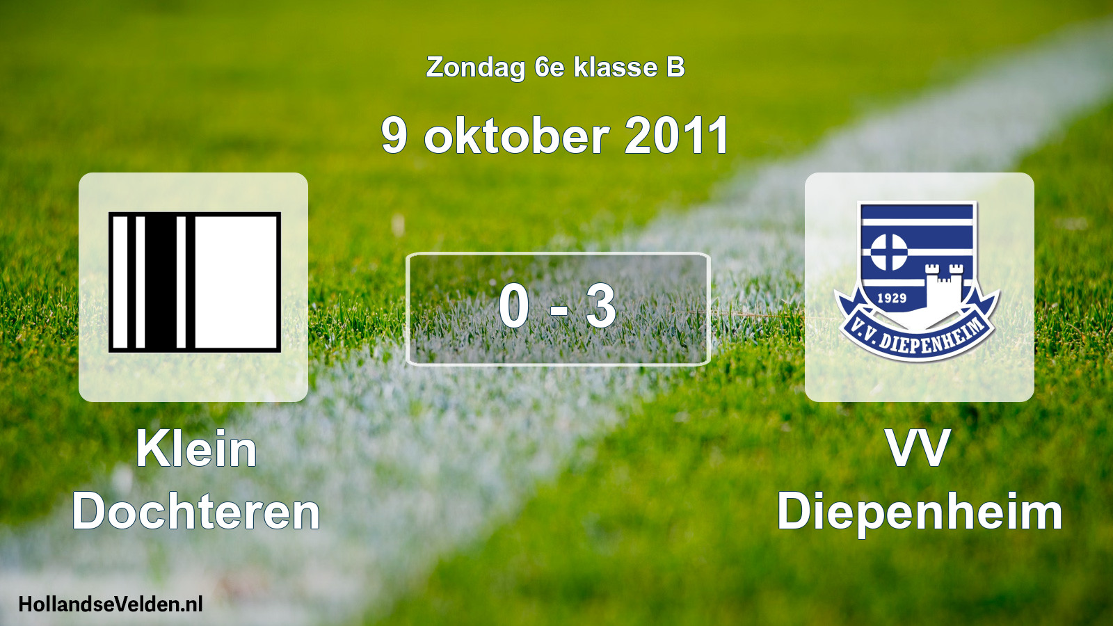 Total number of matches played: Klein Dochteren - VV Diepenheim 0 - 3 (9 October 2011)