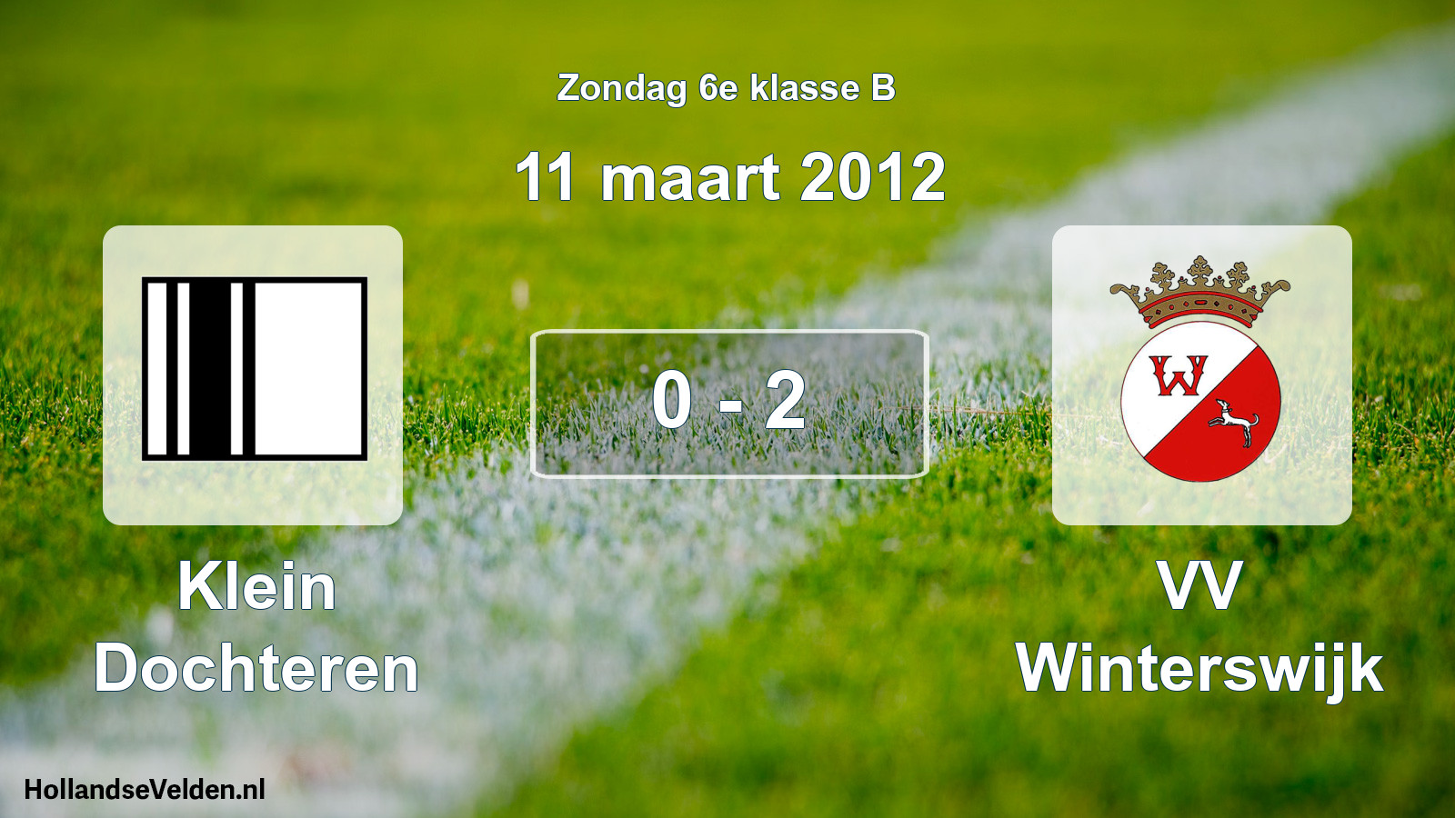 Total number of matches played: Klein Dochteren - VV Winterswijk 0 - 2 (11 March 2012)