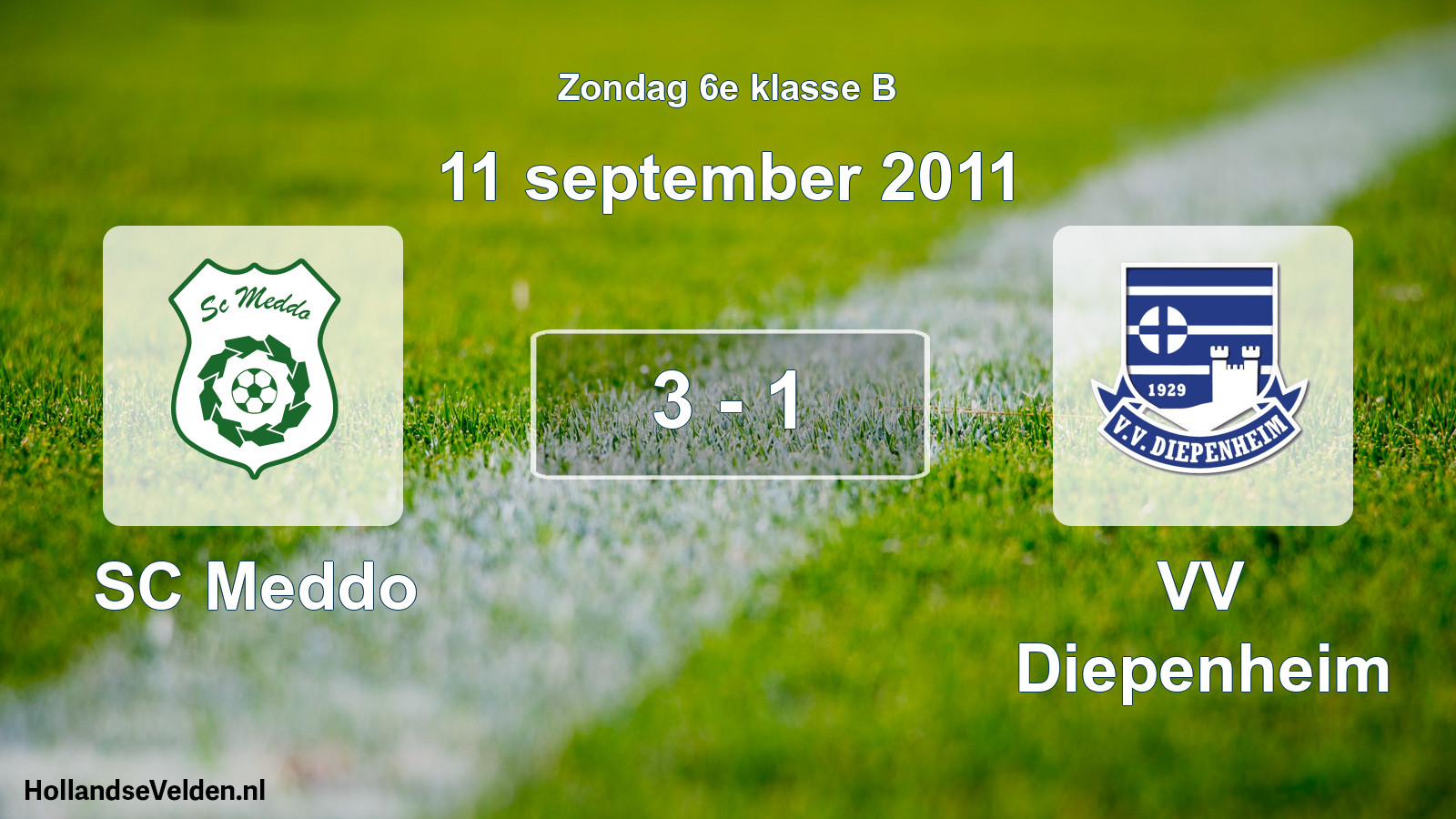 Total number of matches played: SC Meddo - VV Diepenheim 3 - 1 (11 September 2011)