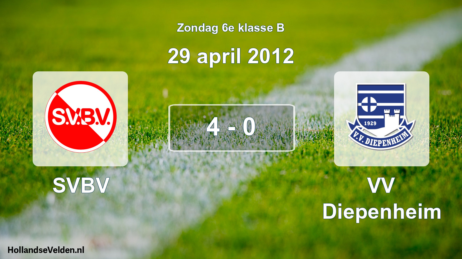 Total number of matches played: SVBV - VV Diepenheim 4 - 0 (29 April 2012)