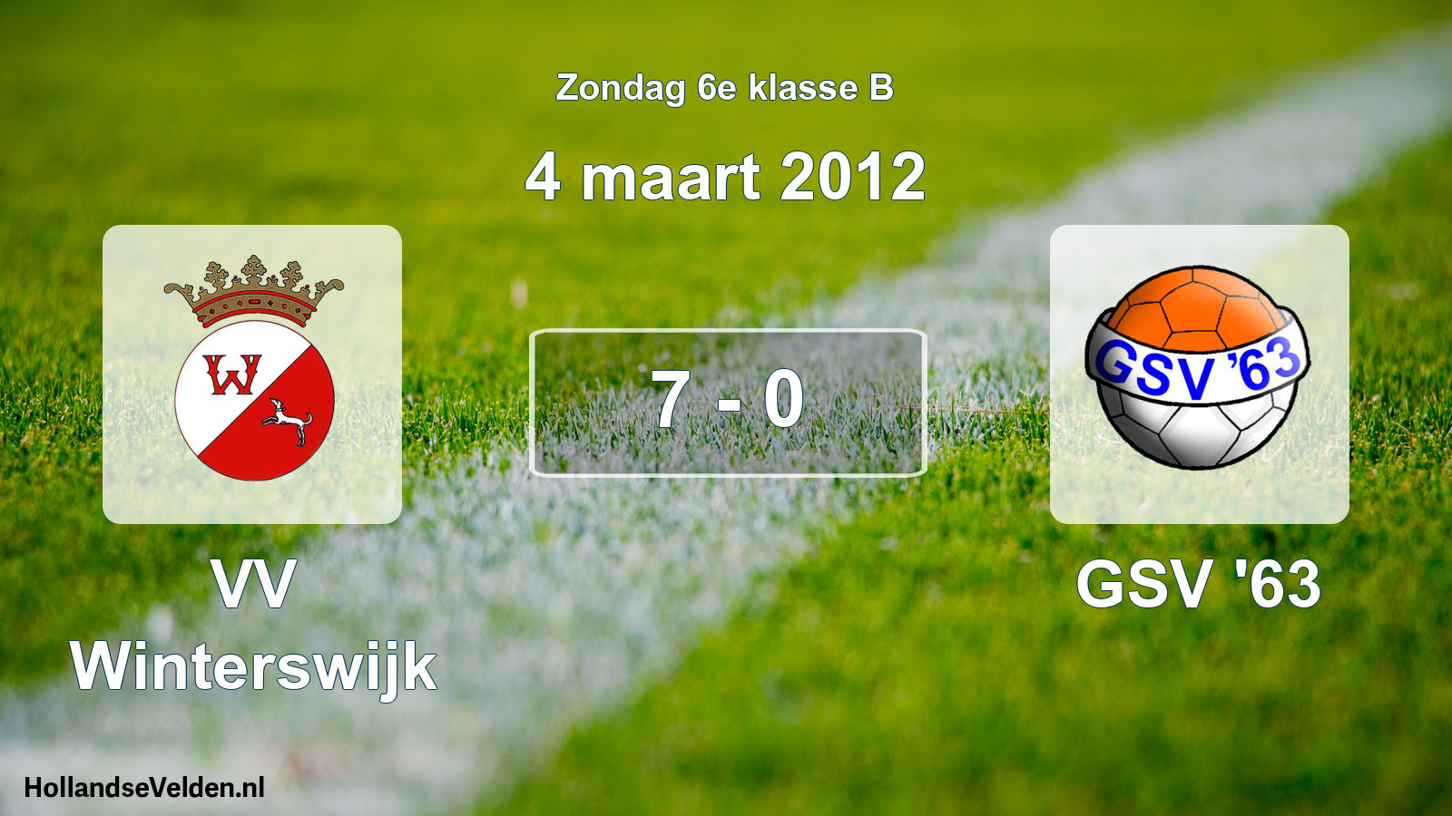 Total number of matches played: VV Winterswijk - GSV '63 7 - 0 (4 March 2012)