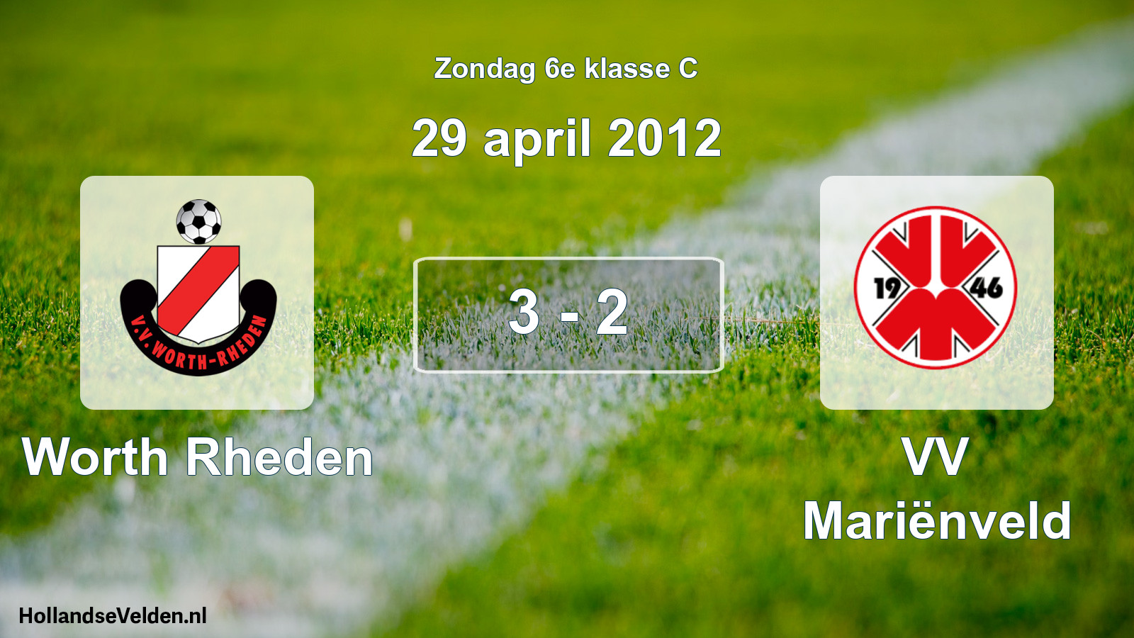 Total number of matches played: Worth Rheden - VV Mariënveld 3 - 2 (29 April 2012)