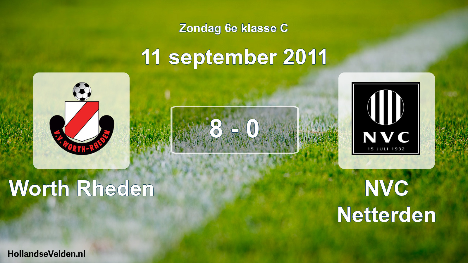 Total number of matches played: Worth Rheden - NVC Netterden 8 - 0 (11 September 2011)