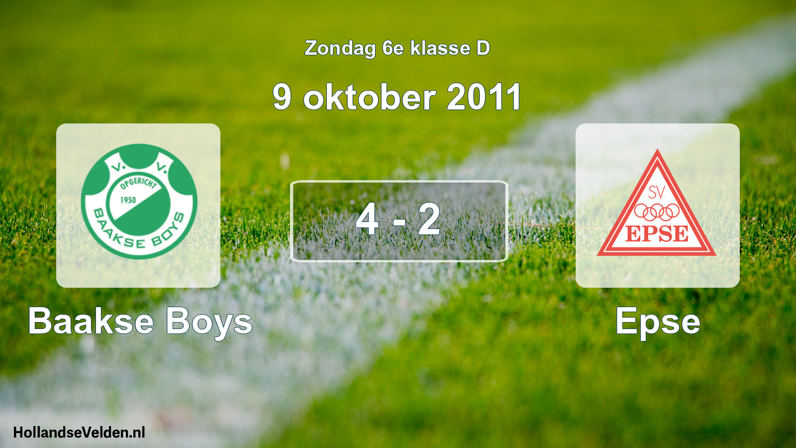 Total number of matches played: Baakse Boys - Epse 4 - 2 (9 October 2011)