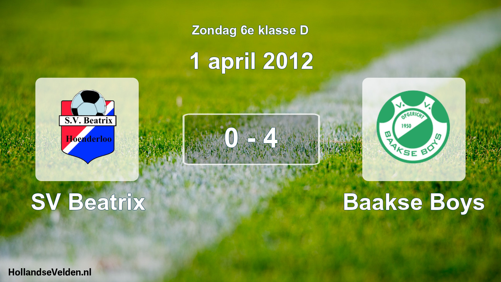 Total number of matches played: SV Beatrix - Baakse Boys 0 - 4 (1 April 2012)