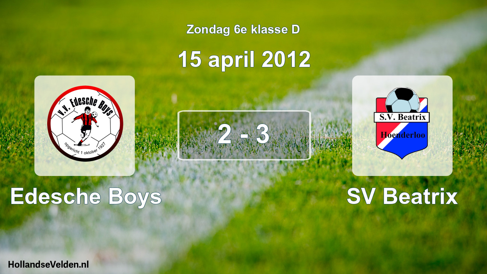 Total number of matches played: Edesche Boys - SV Beatrix 2 - 3 (15 April 2012)