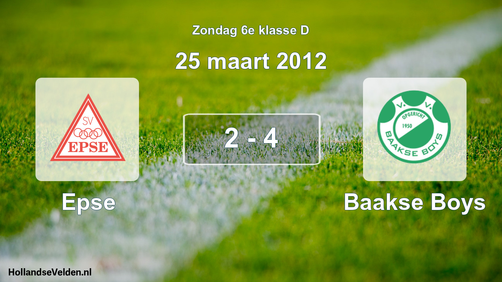 Total number of matches played: Epse - Baakse Boys 2 - 4 (25 March 2012)