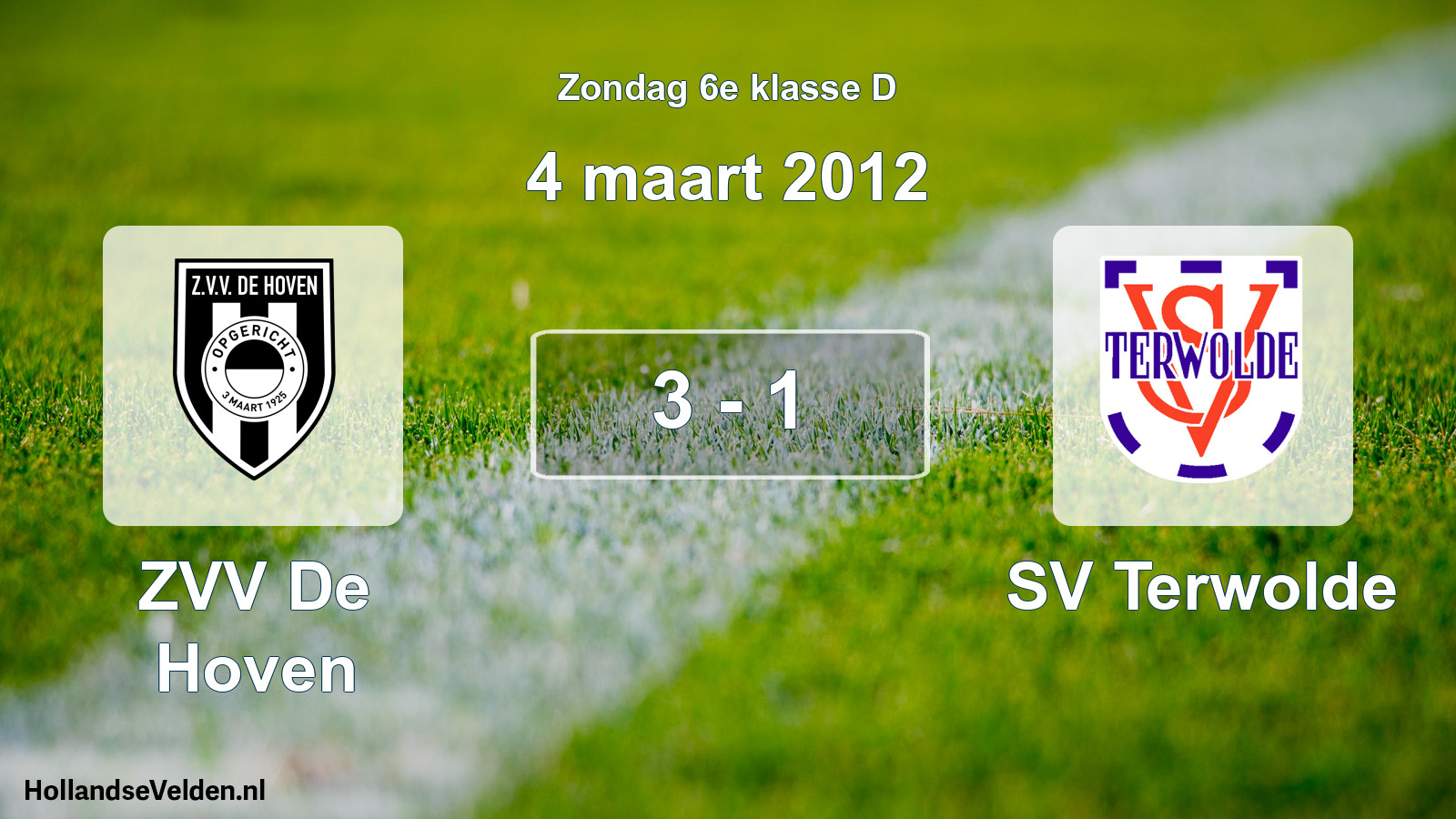 Total number of matches played: ZVV De Hoven - SV Terwolde 3 - 1 (4 March 2012)