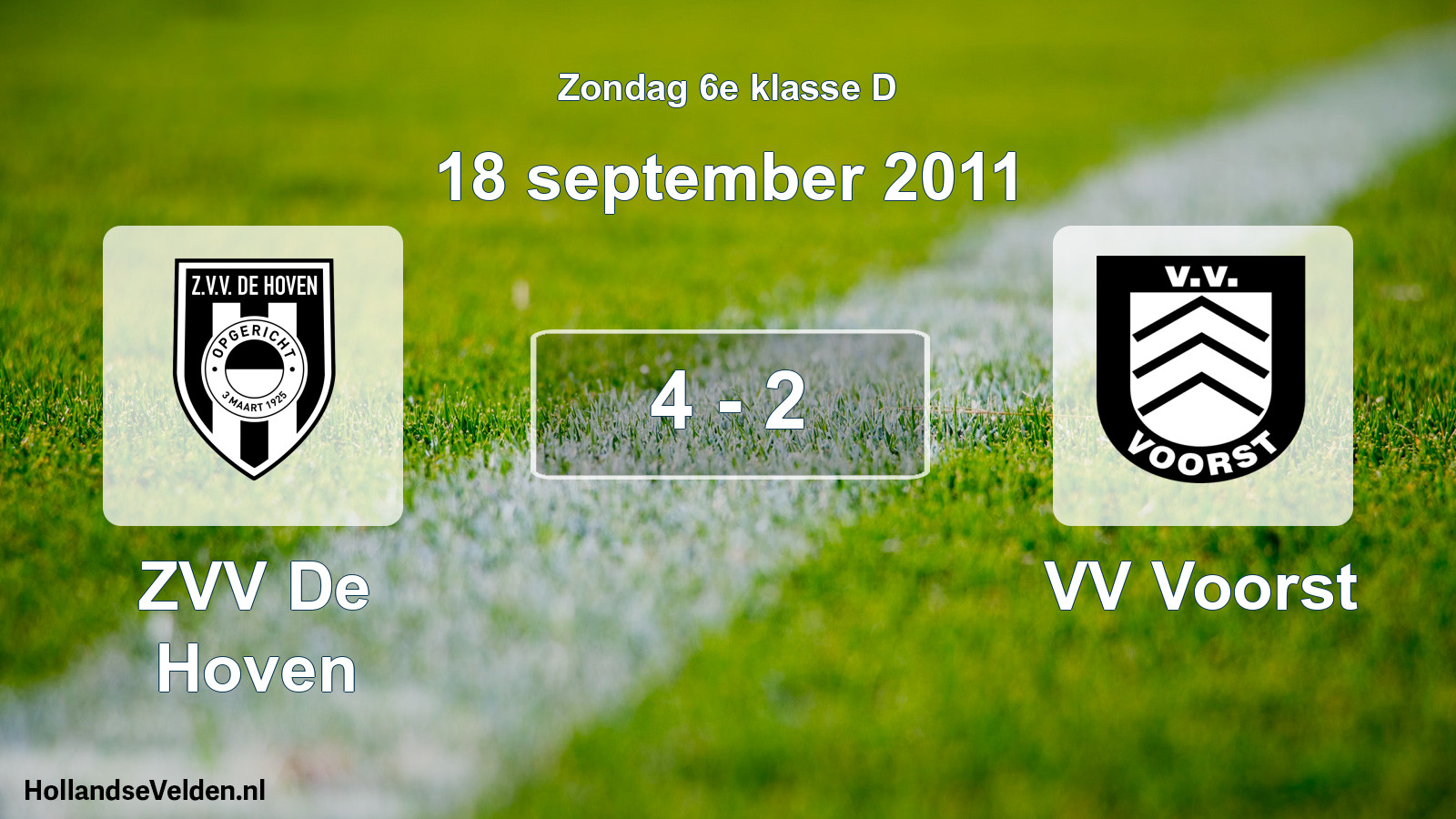 Total number of matches played: ZVV De Hoven - VV Voorst 4 - 2 (18 September 2011)