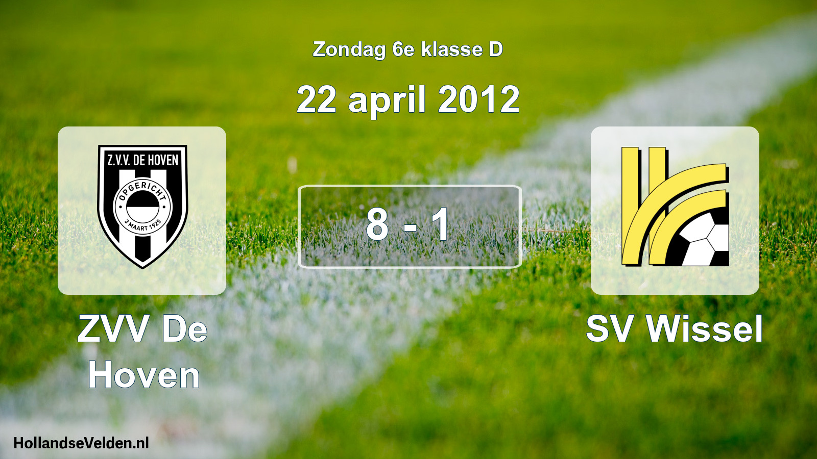 Total number of matches played: ZVV De Hoven - SV Wissel 8 - 1 (22 April 2012)