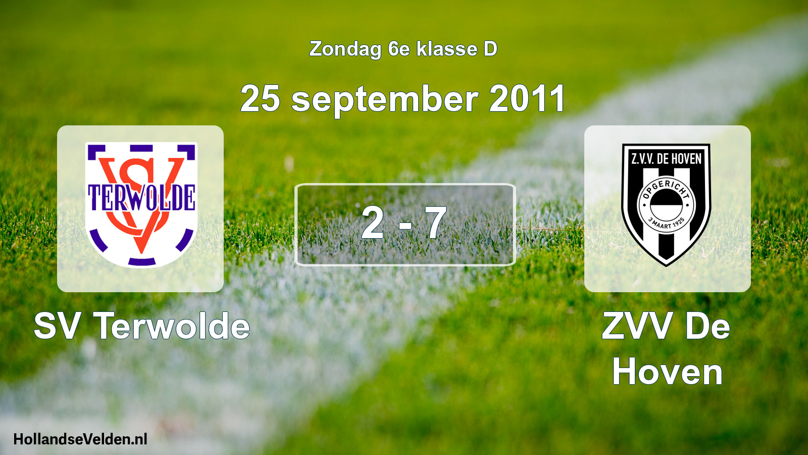 Total number of matches played: SV Terwolde - ZVV De Hoven 2 - 7 (25 September 2011)