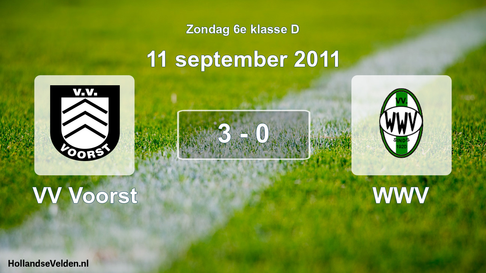Total number of matches played: VV Voorst - WWV 3 - 0 (11 September 2011)