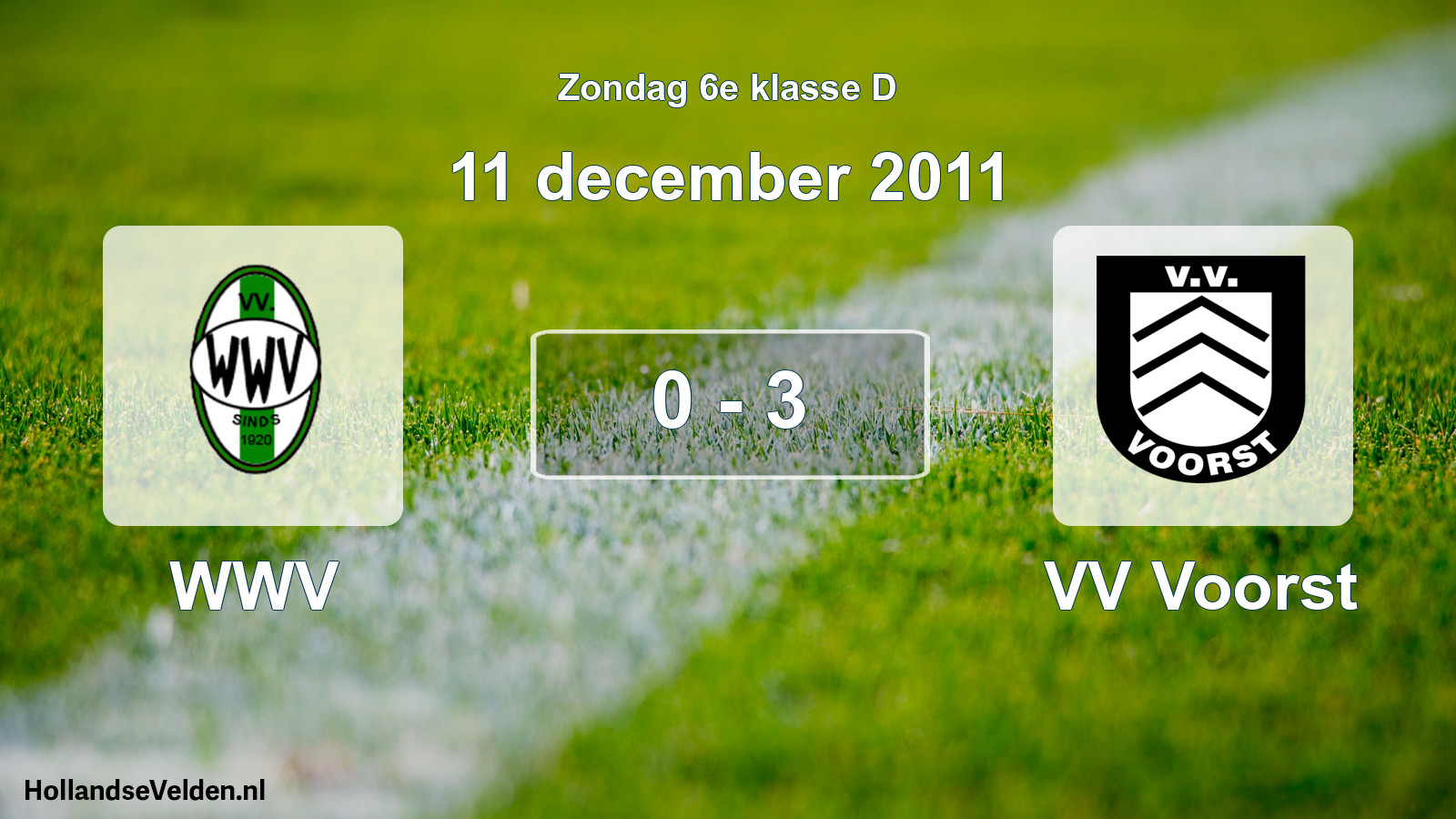 Total number of matches played: WWV - VV Voorst 0 - 3 (11 December 2011)